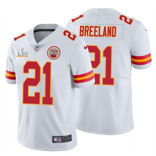 Men's Kansas City Chiefs #21 Bashaud Breeland White NFL 2021 Super Bowl LV Stitched Jersey